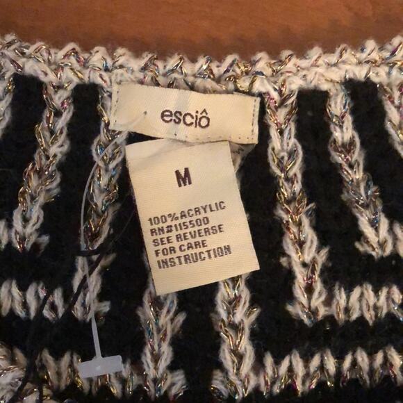 Anthropologie Escio Metallic Slouchy Sweater Woman Size Medium Geometric - Picture 3 of 7
